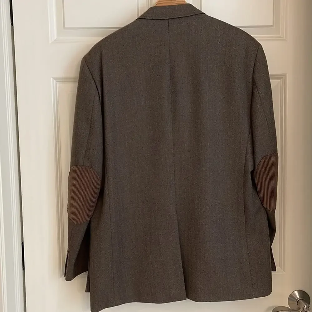 Turnbury Brown Herringbone Wool Casual Sport Coat - NWT - Size Large
